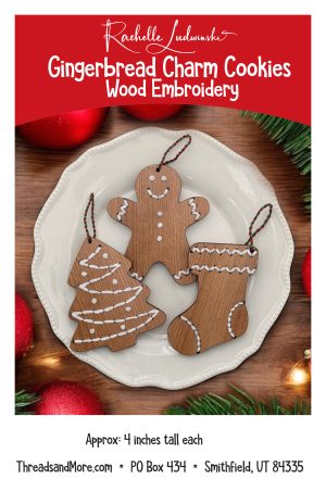 Gingerbread Charm Cookies Wood Embroidery