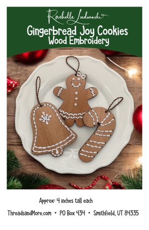 Gingerbread Joy Cookies Wood Embroidery